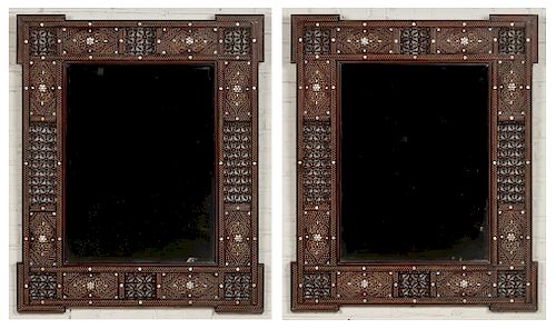 Pair of Large Syrian Wood and Inlay Mirrors