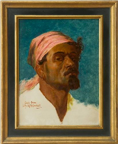FREDERICK GOODALL (1822-1904): STUDY OF A MAN WEARING A HEAD SCARF