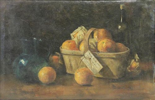 19th C. Oil on Canvas. Still Life with Oranges.