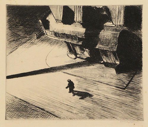 HOPPER, Edward. Etching. "Night Shadows" 1921.
