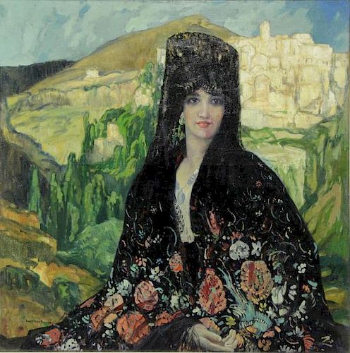 BROWNE, George. Oil on Canvas. Spanish Beauty in