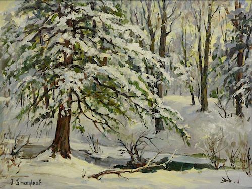 GREENLEAF, Jacob. Oil on Board. Snowy Landscape.