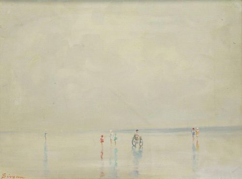 GISSON, Andre. Oil on Canvas. Beach Scene.