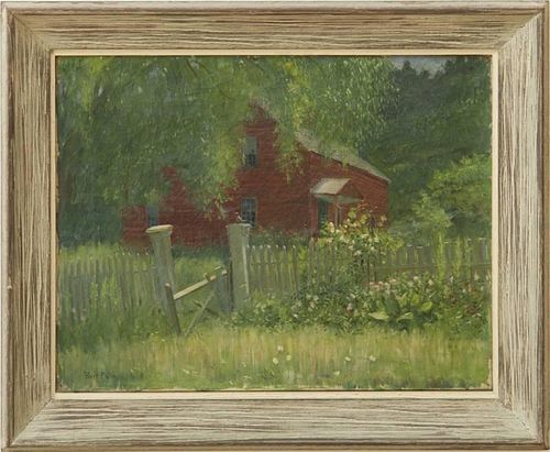 BERT GEER PHILLIPS (1868-1956): RED HOUSE IN THE GARDEN