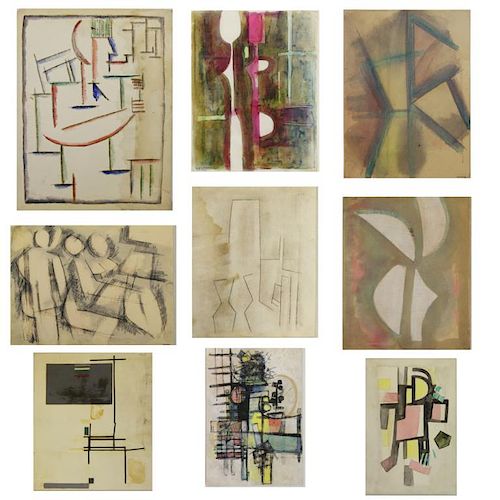 XCERON, Jean. Collection of 9 Works on Paper.