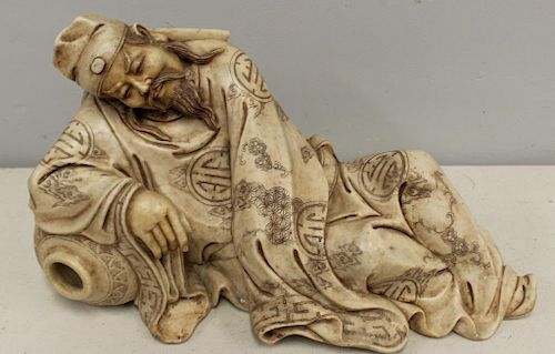 Carved Marble Figure of Li Bai.