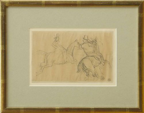 THOMAS ESMOND LOWINSKY (1892-1947): STUDY OF TWO HORSES WITH RIDERS