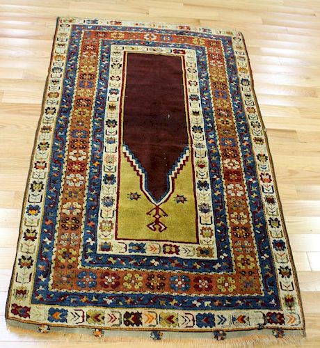 Antique and Finely Hand Woven Prayer Rug.