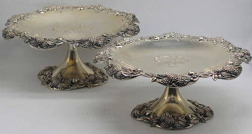 STERLING. Pair of Tiffany & Co Blackberry Compotes