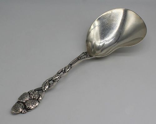 STERLING. Tiffany & Co. "Strawberry" Serving Spoon