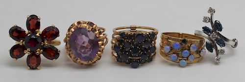JEWELRY. Assorted Gold Cocktail Rings.