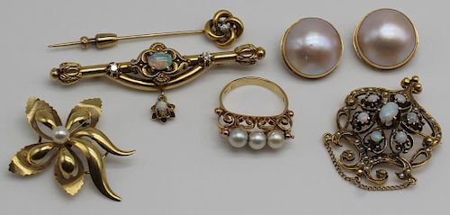 JEWELRY. 14kt Gold, Opal, and Pearl Jewelry.