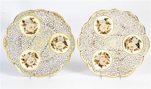 A Pair of Zsolnay Chargers Diameter 13 3/8 inches.
