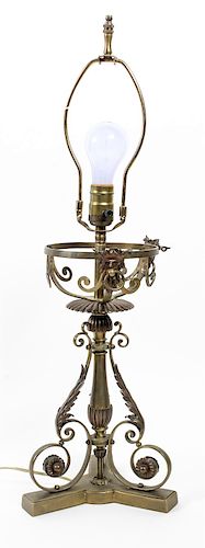 A Brass Table Lamp Height 26 inches.