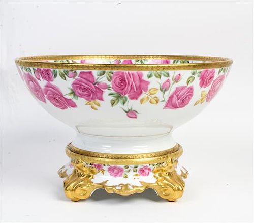 * A Limoges Porcelain Pedestal Bowl, Tressemanes & Vogt Diameter 14 3/4 inches.