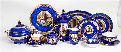 * A Royal Vienna Style Porcelain Dinner Service for Twelve, Josef Kuba Werkstätte Length of platter 13 3/4 inches.