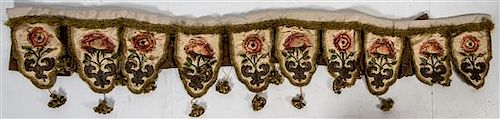 An Embroidered Valance Length 87 inches.