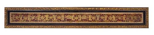 * An Italian Embroidered Panel Length 72 1/2 x width 5 3/8 inches.