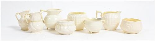 Four Belleek Creamer and Sugar Sets Height of tallest 3 5/8 inches.