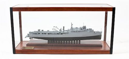An American Ship Model Height of case 17 x width 36 inches.