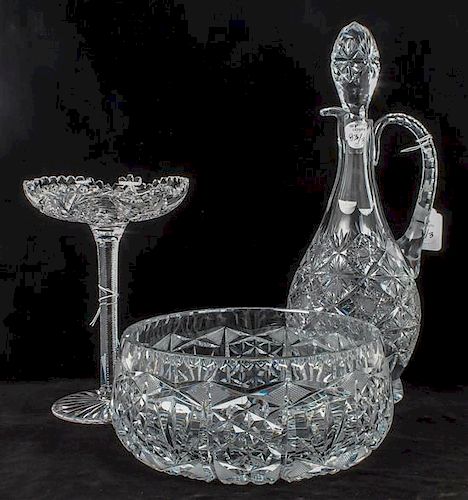 * A Collection of Cut Glass Articles Height of tallest overall 14 1/4 inches.