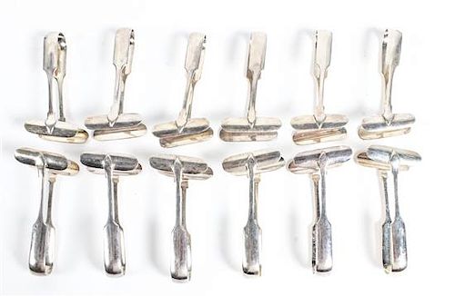 * A Collection of Twelve Silver-Plate Asparagus Tongs, London, 1964,