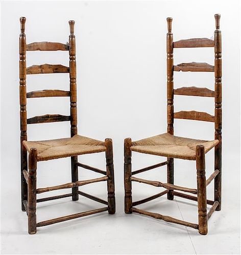 * A Pair of American Ladder Back Side Chairs Height 43 inches.