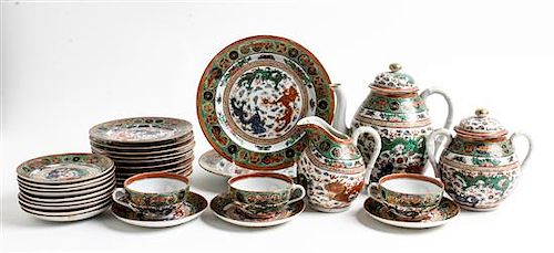 * A Chinese Export Polychrome Enameled Porcelain Tea Service Height of largest 7 1/2 inches.