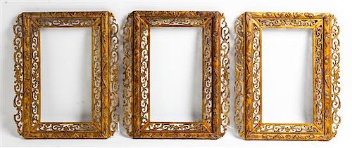 * Three Gilt Wood Frames Each 15 x 12 1/2 inches.