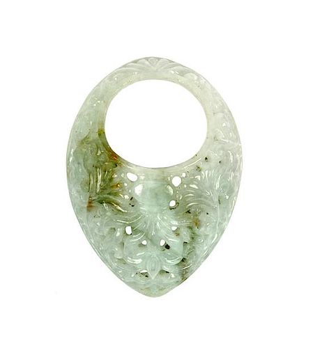 A Mughal Style Jade Archery Ring Length 2 1/8 inches.