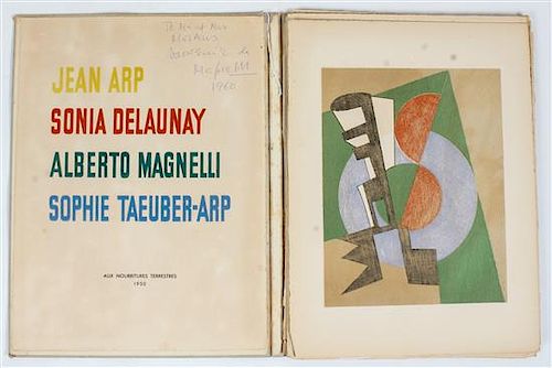 Jean Arp, Sonia Delaunay, Alberto Magnelli, Sophie Taeuber-Arp, , Paris: Aux Nourritures Terrestres, 1950, signed Jean Arp, Soni