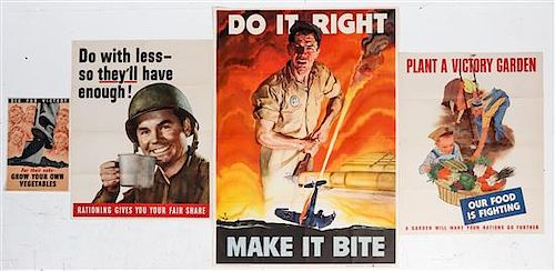 * A Group of Seven American WWII Posters Largest 39 7/8 x 28 1/4 inches.