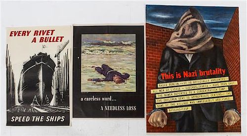 * A Group of Eleven American WWII Posters Largest 38 x 28 1/4 inches.