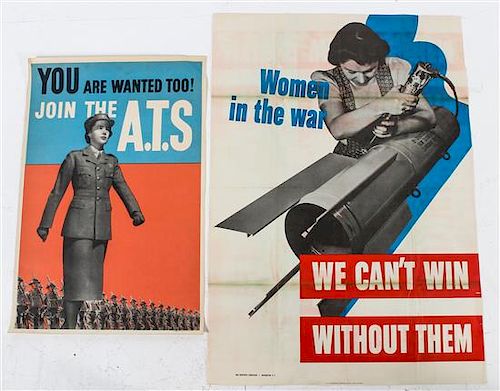 * A Group of Four Women in the War WWII Posters Largest 39 7/8 x 27 7/8 inches.