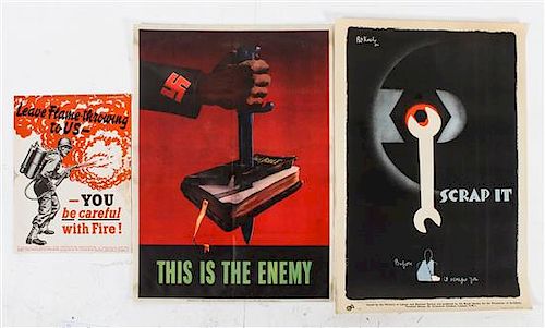 * A Group of Six American WWII posters Largest 29 7/8 x 19 3/4 inches.