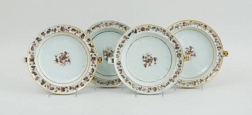 SET OF FOUR CHINESE EXPORT PORCELAIN WARMING PLATES
