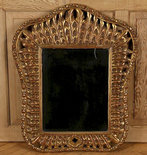 GILT FEATHER CARVED FANTASY MIRROR SIGNED JANSEN