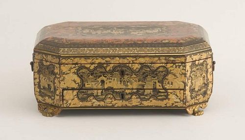 CHINESE EXPORT BLACK LACQUER WORK BOX