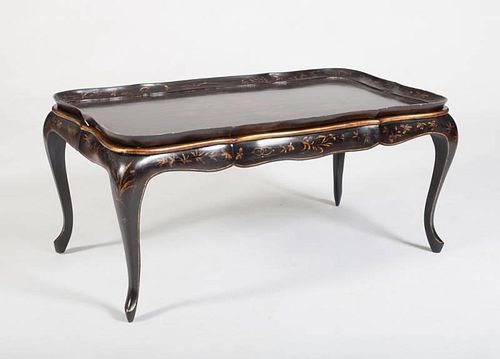 CHINOISERIE BLACK LACQUER TRAY TABLE