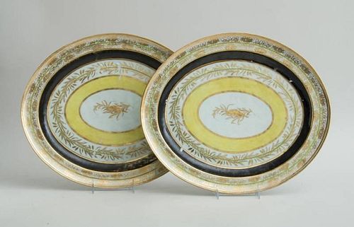 PAIR OF ENGLISH PORCELAIN OVAL PLATTERS