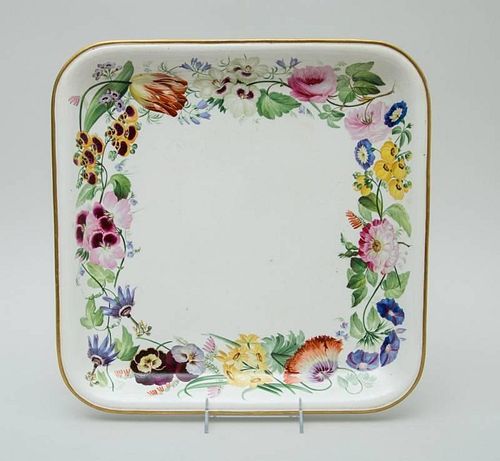 COPELAND AND GARRET PORCELAIN SQUARE GALLERIED TRAY