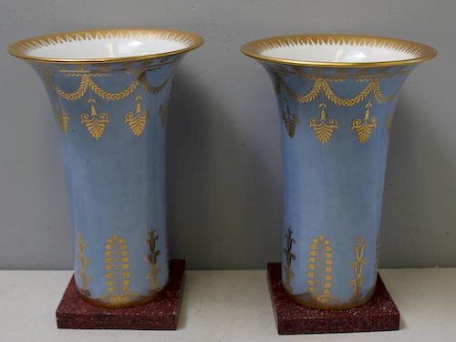 SEVRES. Pair of Powder Blue and Gilt Decorated