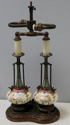 Pair of Sevres Porcelain  & Enamel Decorated Vases