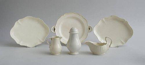 GROUP OF SIX ENGLISH CREAMWARE TABLE ARTICLES