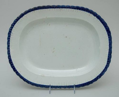 ENGLISH PEARLWARE BLUE SHELL-TIPPED PLATTER