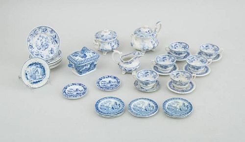 GROUP OF STAFFORDSHIRE BLUE TRANSFER-PRINTED MINIATURE CHILD'S TEA ARTICLES