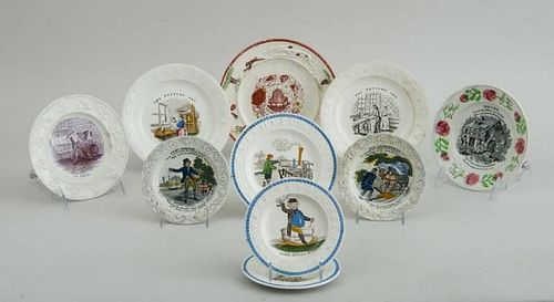 GROUP OF TEN TRANSFER-PRINTED CHILD'S PLATES