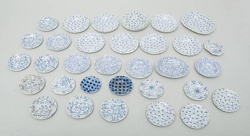 GROUP OF STAFFORDSHIRE BLUE TRANSFER-PRINTED MINIATURE CHILD'S DINNERWARE