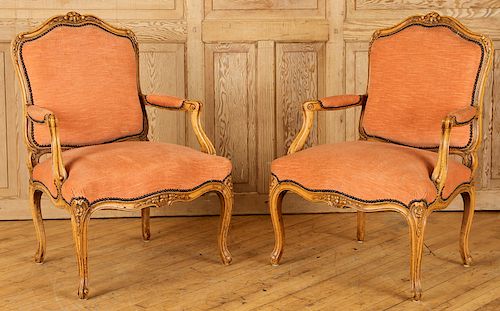 PAIR FRENCH LOUIS XV STYLE FAUTEUILS CIRCA 1940