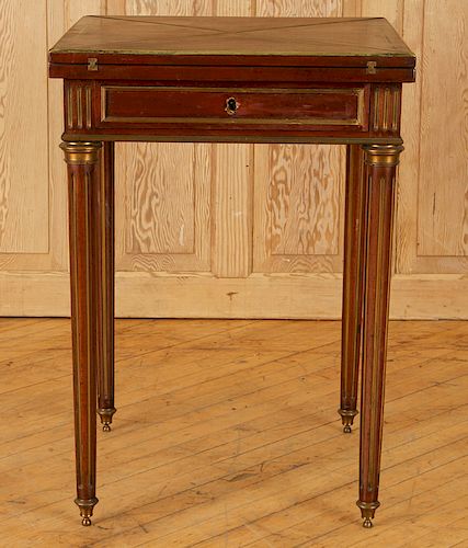 EARLY 20TH C. FRENCH MAHOGANY BRASS GAMES TABLE